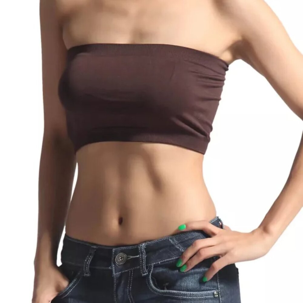 Chocolate brown bandeau bra. New in Package, never worn. One size fits all.